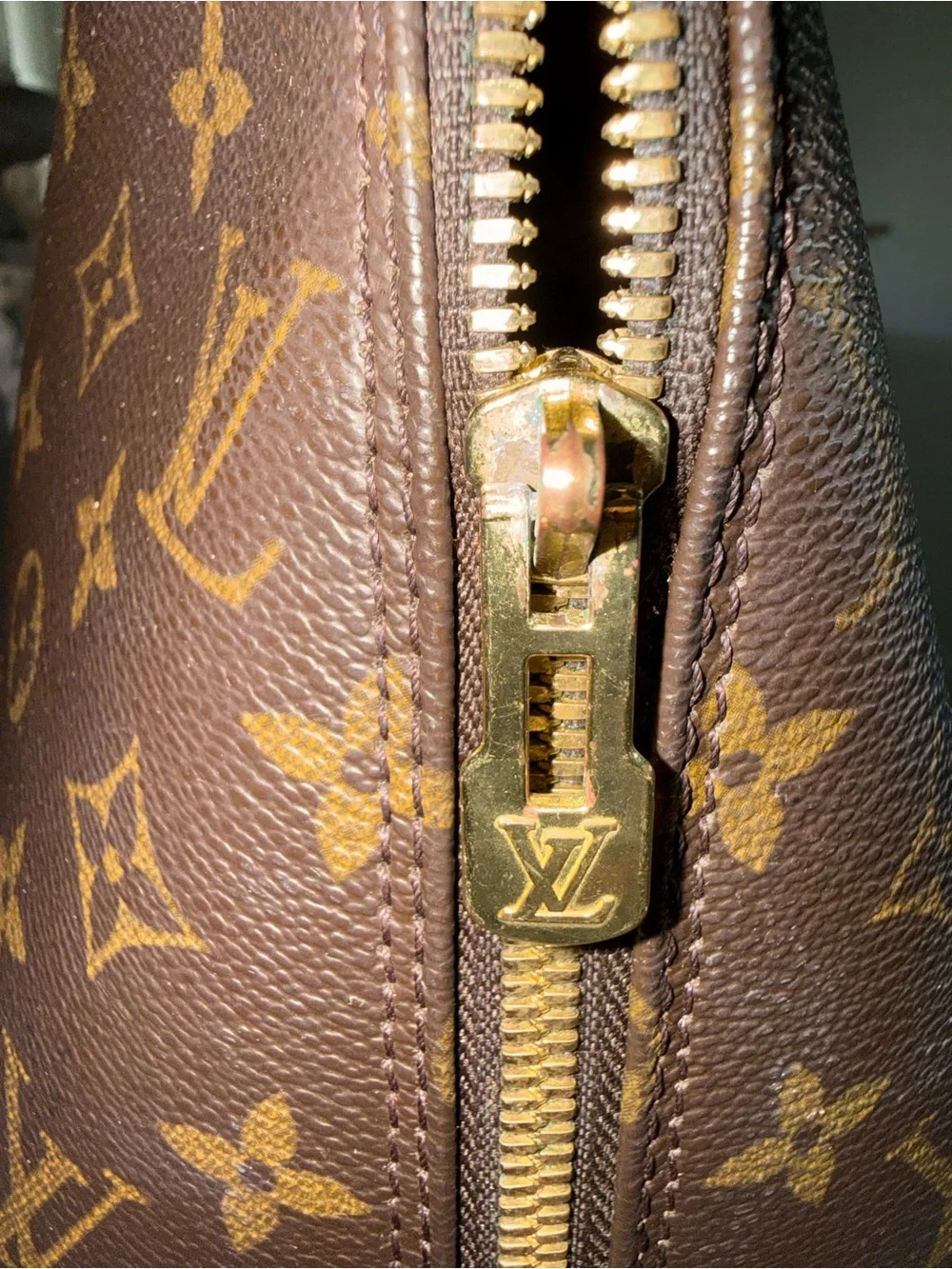 Louis Vuitton Brown Monogram Canvas Alma Satchel with Natural Vachetta Trim